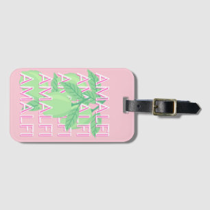 Amalfi Coast, Italy Travel Art, Pink Luggage Tag