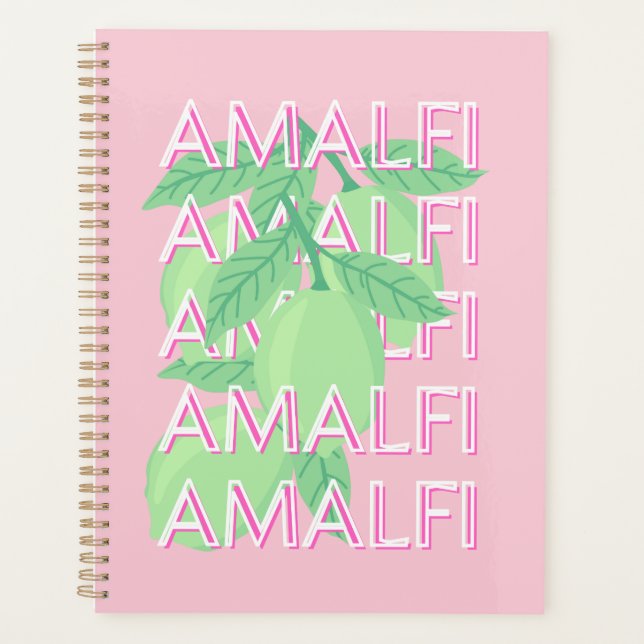 Amalfi Coast, Italy Travel Art, Pink Planner (Front)