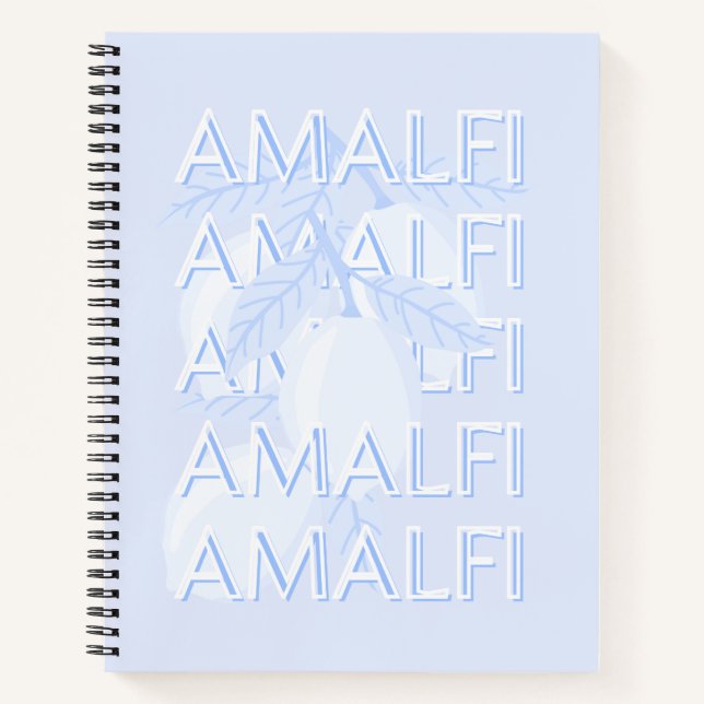 Amalfi Coast, Italy, Travel Art, Preppy, Blue Notebook (Front)