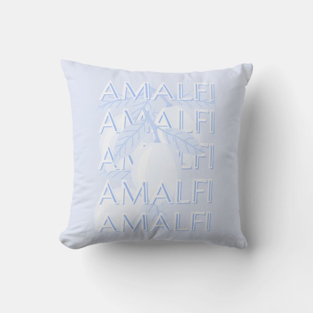 Amalfi Coast, Italy, Travel Art, Preppy, Blue Throw Pillow (Front)