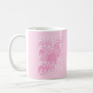 Amalfi Coast, Italy, Travel Art, Preppy, Pink Coffee Mug