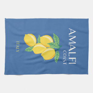 Amalfi Coast, Italy, Travel Art, Retro, Blue Kitchen Towel