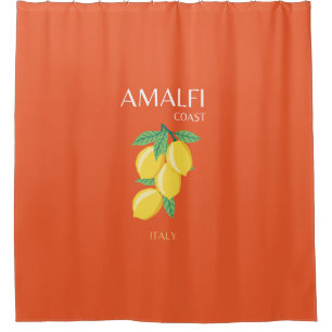 Amalfi Coast, Italy, Travel Art, Retro, Orange