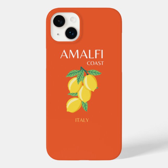 Amalfi Coast, Italy, Travel Art, Retro, Orange Case-Mate iPhone Case (Back)