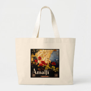Amalfi coast Italy Travel Poster Art Graphic Large Tote Bag