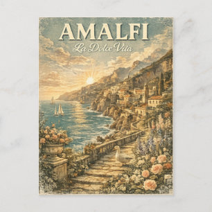 Amalfi Coast Italy Vintage La Dolce Vita Duck Postcard