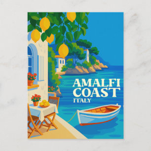 Amalfi Coast Italy Vintage Travel Mediterranean Postcard