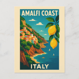 Amalfi Coast Italy Vintage Travel Postcard