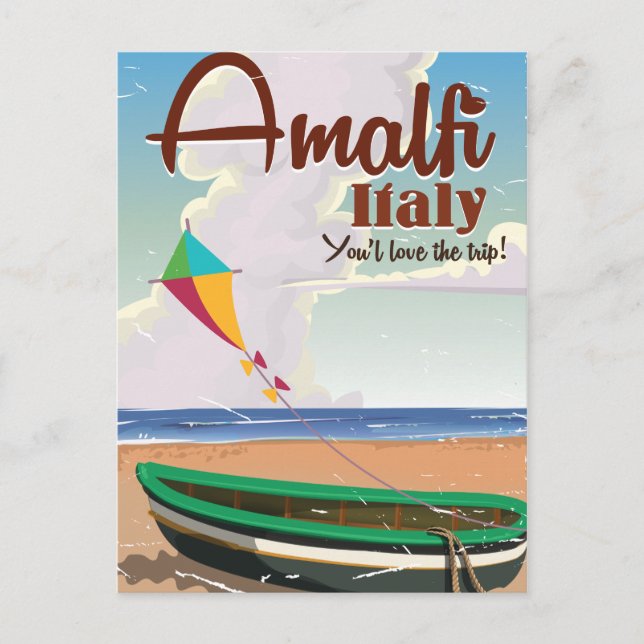 Amalfi coast Italy Vintage travel poster print Postcard (Front)