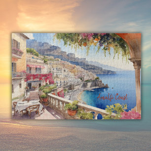 Amalfi Coast Italy Watercolor Sketch Jigsaw Puzzle