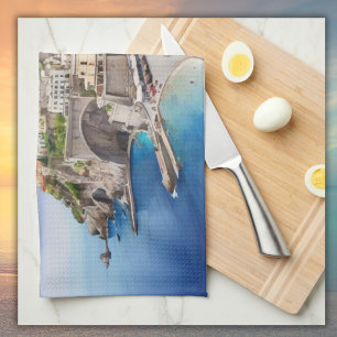 Amalfi Coast Italy Watercolor Sketch    Kitchen Towel