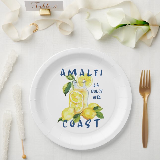 Amalfi Coast – La Dolce Vita Limoncello  Paper Plate (Wedding)