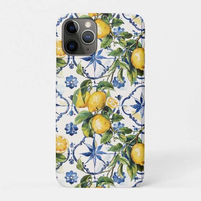 Amalfi Coast Lemon and Tiles Pattern Case-Mate iPhone Case (Back)