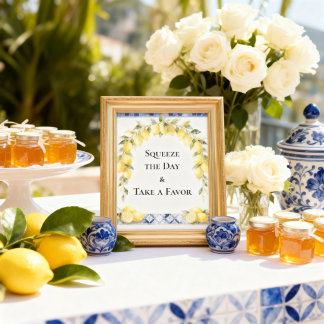 Amalfi Coast Lemon Baby Shower Take a Favour Poster
