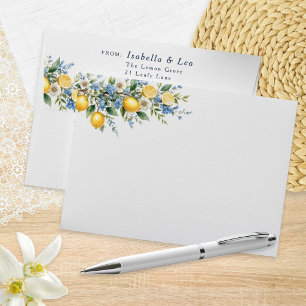 Amalfi Coast Lemon Floral Wedding Return Address Envelope