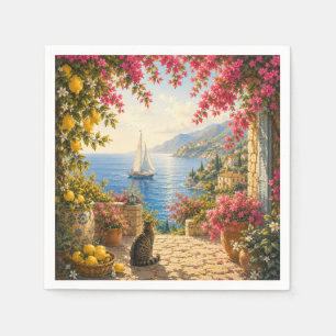 Amalfi Coast Lemon Grove   Mediterranean Italian Napkin