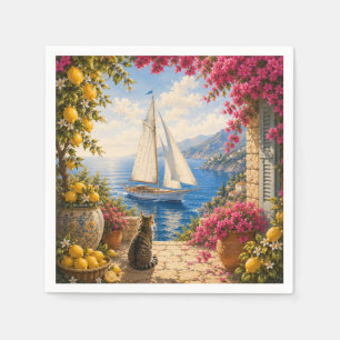 Amalfi Coast Lemon Grove   Mediterranean Italian Napkin