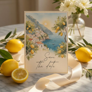 Amalfi Coast Lemon   Italian Save The Date Invitation