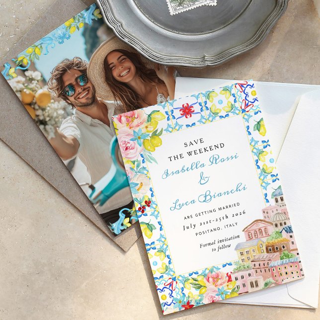 Amalfi Coast Lemon tiles Italian Wedding Save The Date (Creator Uploaded)