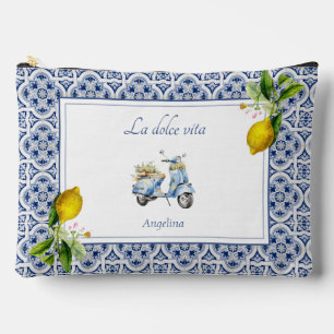 Amalfi Coast Lemon Tiles Italy Personalized Accessory Pouch