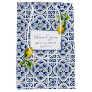 Amalfi Coast Lemon Tiles Italy Personalized names Medium Gift Bag