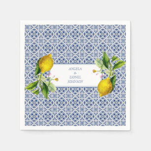 Amalfi Coast Lemon Tiles Italy Personalized names Napkin
