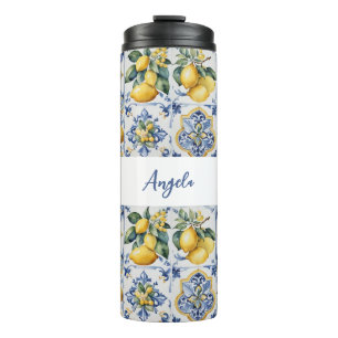 Amalfi Coast Lemon Tiles Italy Thermal Tumbler