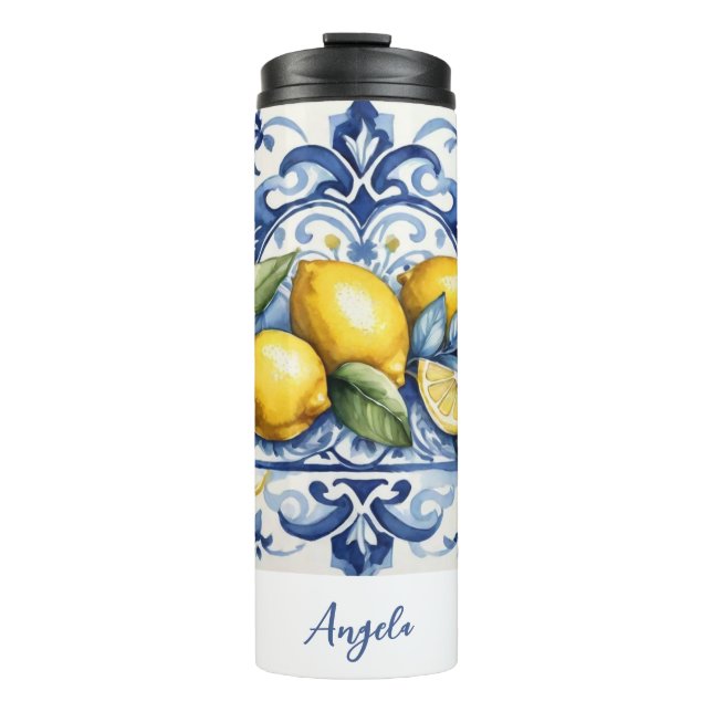 Amalfi Coast Lemon Tiles Italy  Thermal Tumbler (Front)