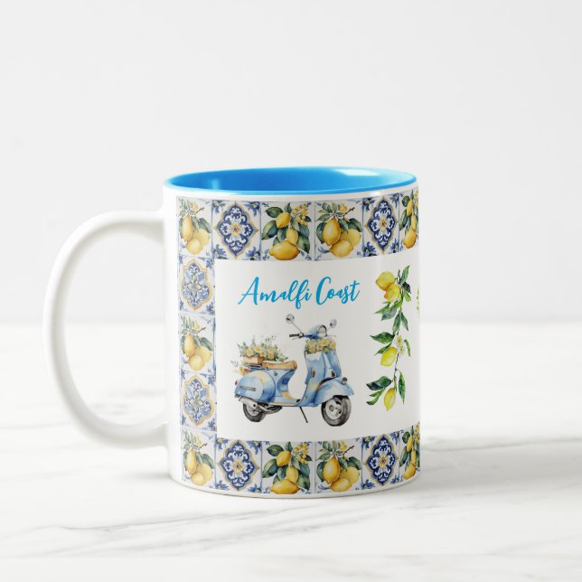 Amalfi Coast Lemons Vespa Two-Tone Coffee Mug (Left)