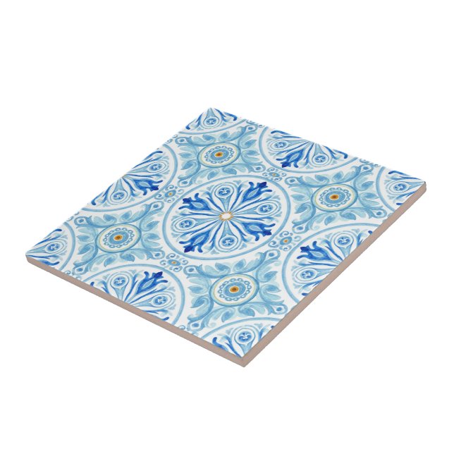 Amalfi Coast Mediterranean Cobalt Blue Tile (Side)