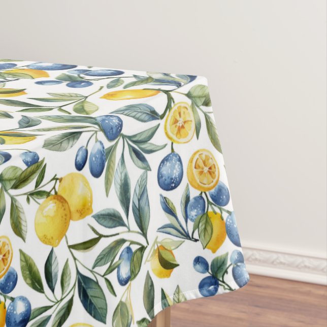 Amalfi Coast Mediterranean Lemon Tablecloth (In Situ)