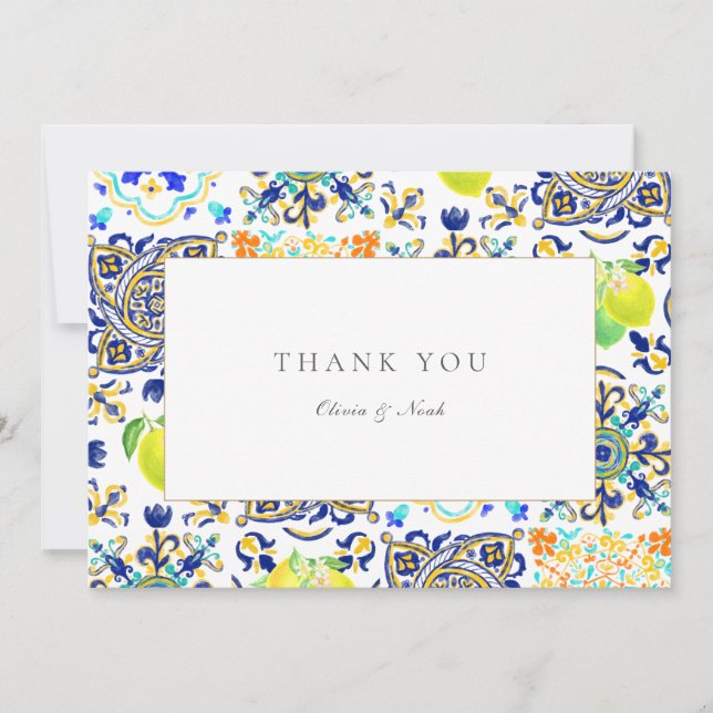 Amalfi Coast Mediterranean Lemon Thank You Card (Front)