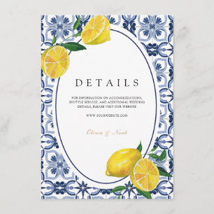 Amalfi Coast Mediterranean Lemon Tiles Details Enclosure Card