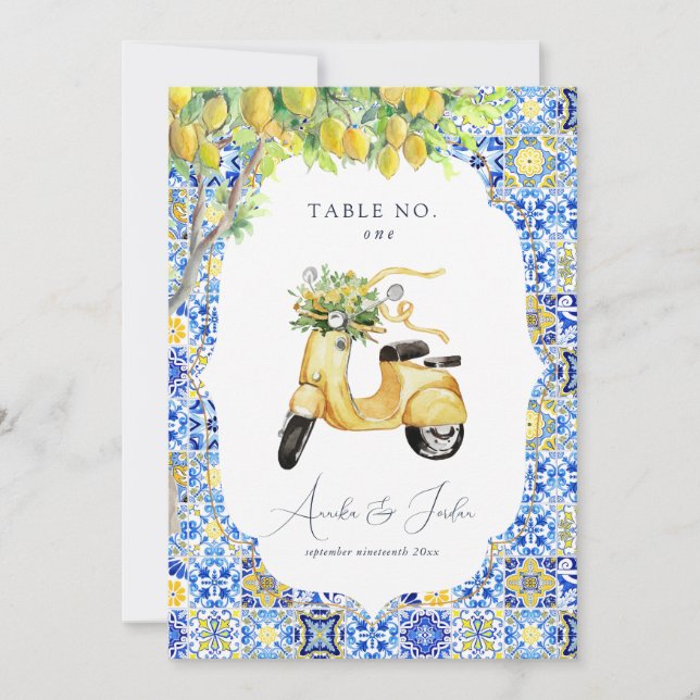 Amalfi Coast | Mediterranean Lemon Tiles Wedding Invitation (Front)
