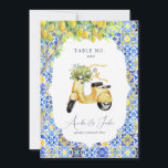 Amalfi Coast | Mediterranean Lemon Tiles Wedding Invitation<br><div class="desc">Table numbers enhance the look of your tablescape and put the finishing touch on your special day. Personalized text printing of the names or numbers of your tables. Hills in the sunset, olive groves, lemon trees, and white wine. This palette brings gorgeous graphics, soft patterns, and florals of all types...</div>