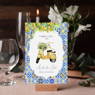 Amalfi Coast   Mediterranean Lemon Tiles Wedding Table Number