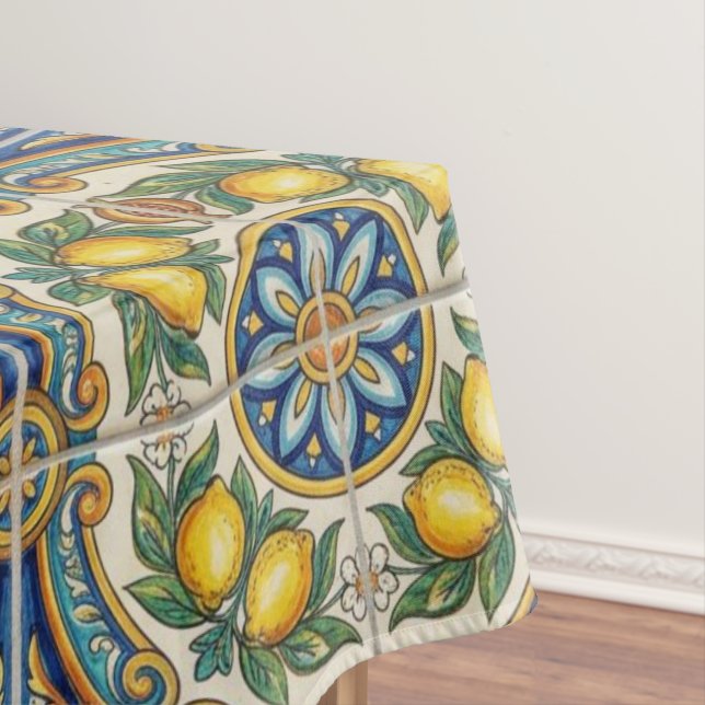 Amalfi Coast Mediterranean Tile Tablecloth (In Situ)