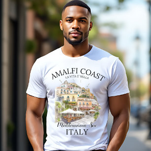 Amalfi Coast Meditteranean Sea Vintage Landscape T-Shirt