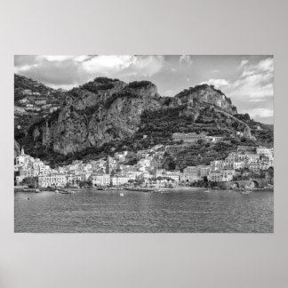 Amalfi Coast Monochromatic Poster
