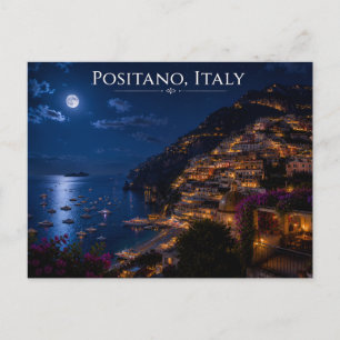Amalfi Coast Moonlight Scenic Travel Art Print Postcard