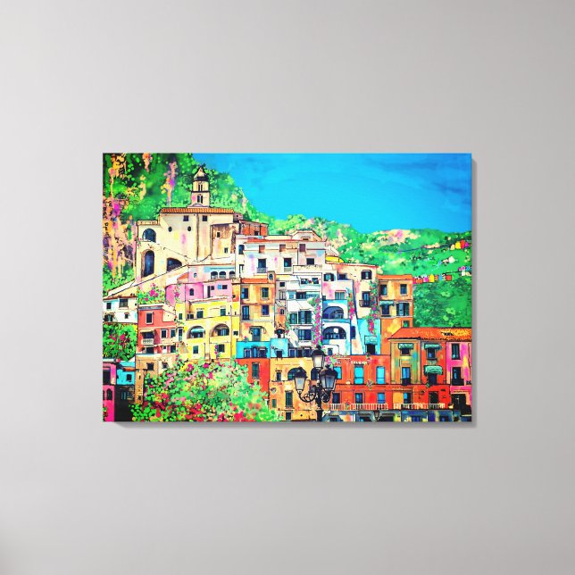 Amalfi Coast of Italy Contemporary Digital Art Canvas Print (Front)