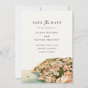 Amalfi Coast Positano Hillside Houses Wedding Save The Date