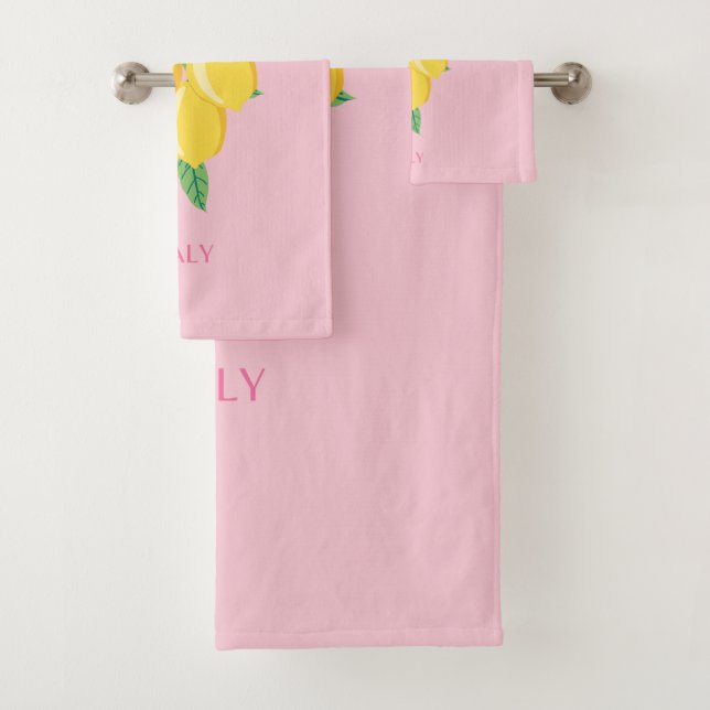 Amalfi Coast, Preppy Room, Pink Bath Towel Set (Insitu)