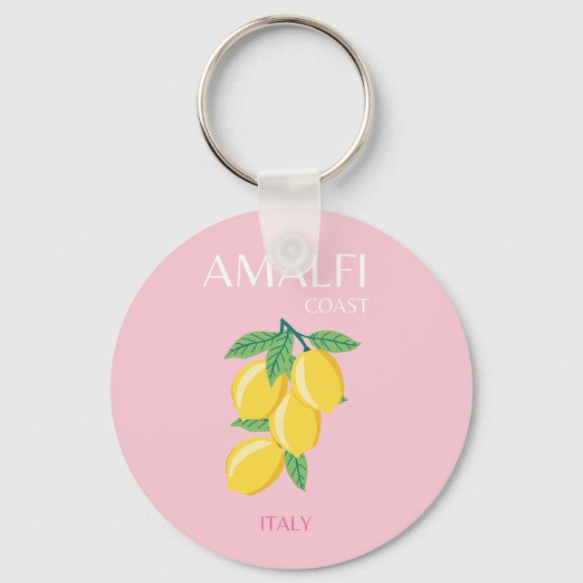 Amalfi Coast, Preppy Room, Pink Keychain (Front)