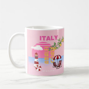 Amalfi Coast, Preppy Travel, Pink Coffee Mug