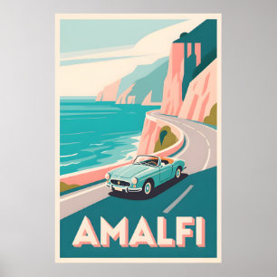 Amalfi Coast Retro Travel : Poster d'Art Vector Pl