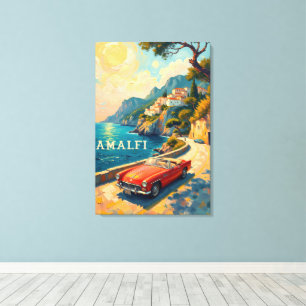 Amalfi Coast Retro Travel : Van Gogh Style Canvas Print