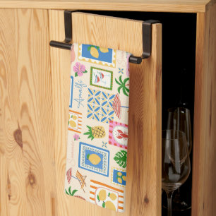 Amalfi Coast Summer Mediterranean Pattern Kitchen Towel