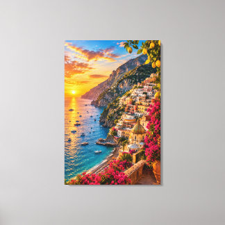 Amalfi Coast Sunset Italy. Cinematic Mediterranean Canvas Print