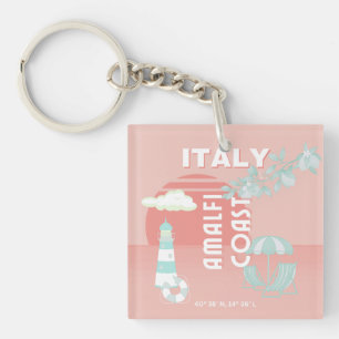 Amalfi Coast, Travel Art, Pastel Keychain